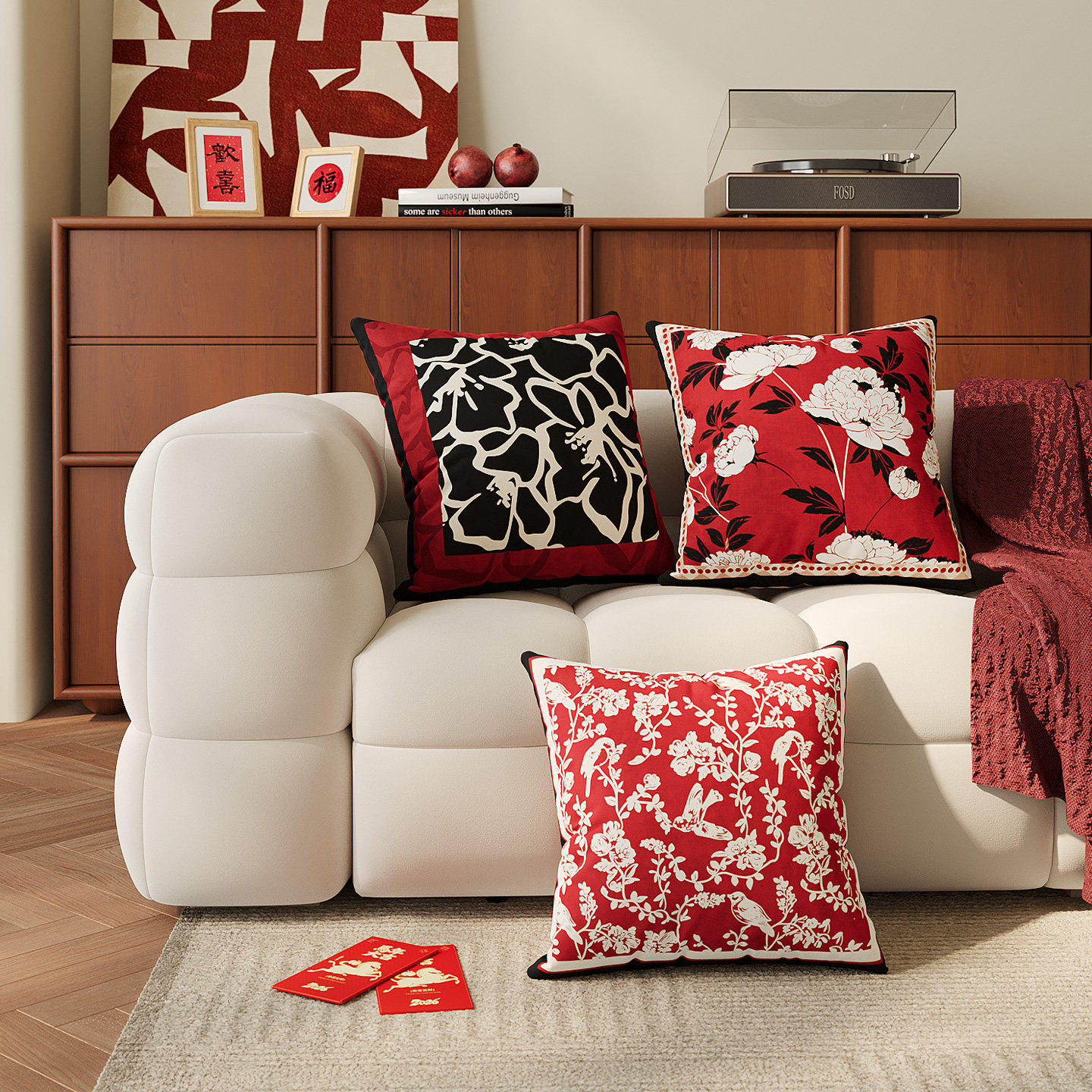 法式喜庆红色新年客厅沙发抱枕套可拆洗装饰卧室床头床上靠枕腰靠,居家布艺,靠垫/抱枕,淘宝优惠券,粉丝福利购,淘宝优惠卷