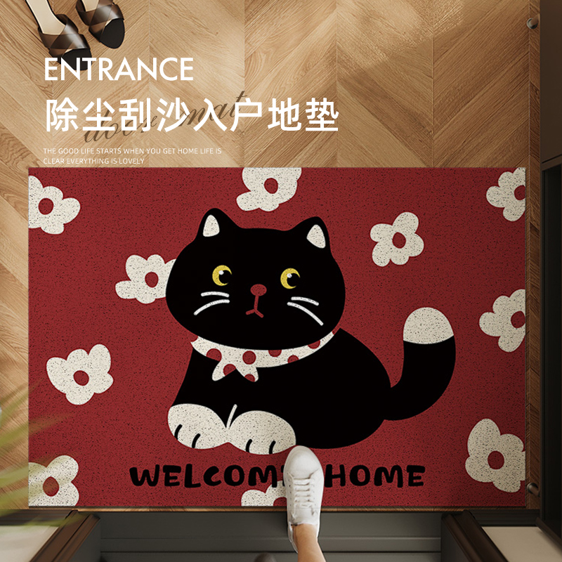 丝圈入户门地垫2025新年进门家用脚垫门垫子门外喜庆红色门口地毯