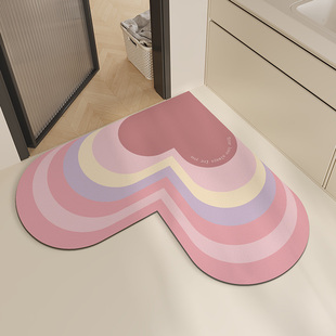 卫生间L型地垫浴室防滑强吸水厕所门口洗手间硅藻泥速干脚垫地毯