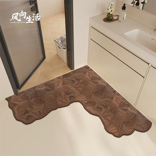 木纹L型浴室地垫吸水垫防滑垫洗手间卫生间厕所门口耐脏地毯脚垫