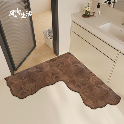 木纹L型浴室地垫吸水垫防滑垫洗手间卫生间厕所门口耐脏地毯脚垫