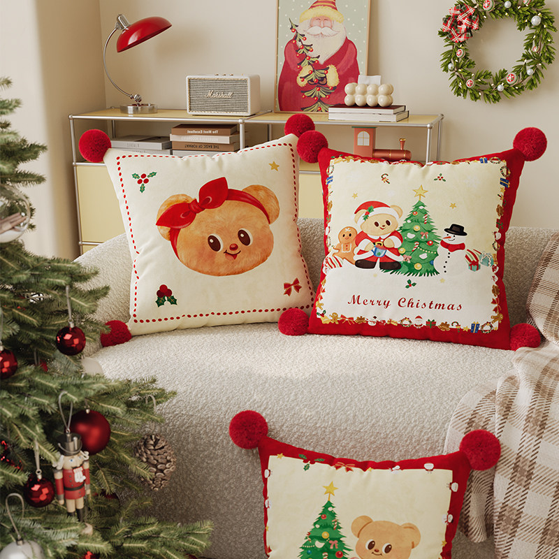 卡通沙发抱枕客厅含芯枕套圣诞装饰床头飘窗可爱靠背垫靠垫高级感