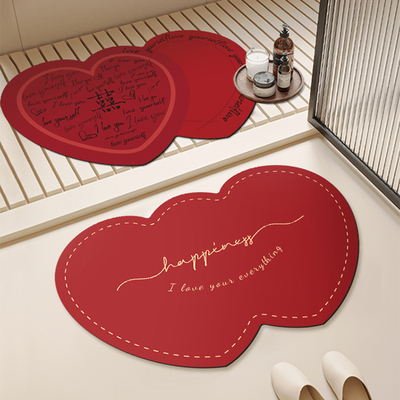 结婚地垫卫生间浴室吸水防滑防摔门口红色喜庆喜字婚房地毯脚垫子