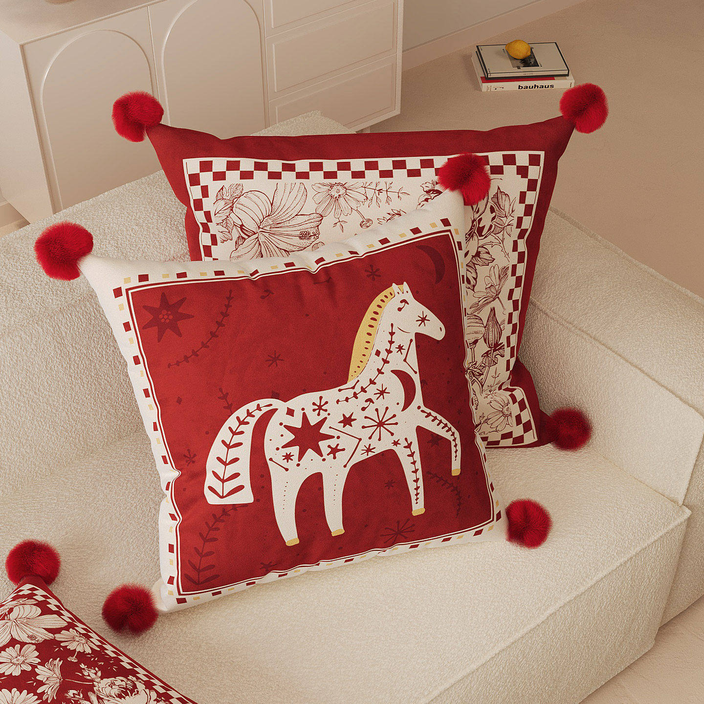 新年抱枕马年氛围感装饰沙发客厅靠枕红色喜庆靠垫靠背含芯可拆洗,居家布艺,靠垫/抱枕,淘宝优惠券,粉丝福利购,淘宝优惠卷