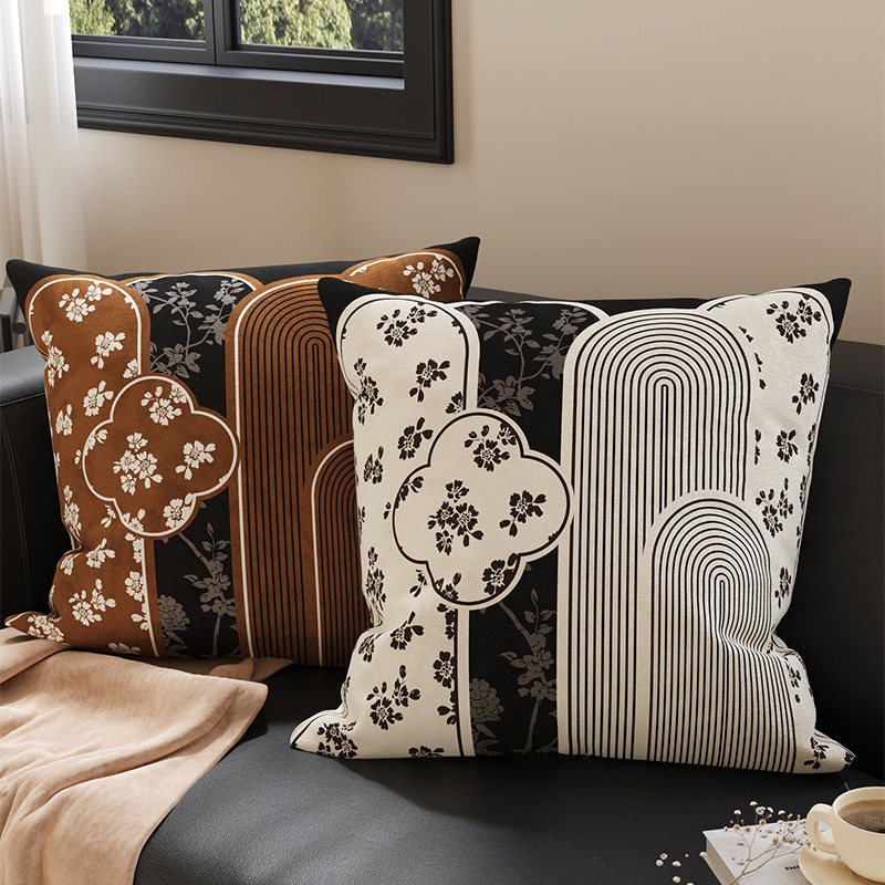 轻奢客厅中古风沙发抱枕芯腰枕靠背垫车载靠枕套含芯腰靠垫子床上