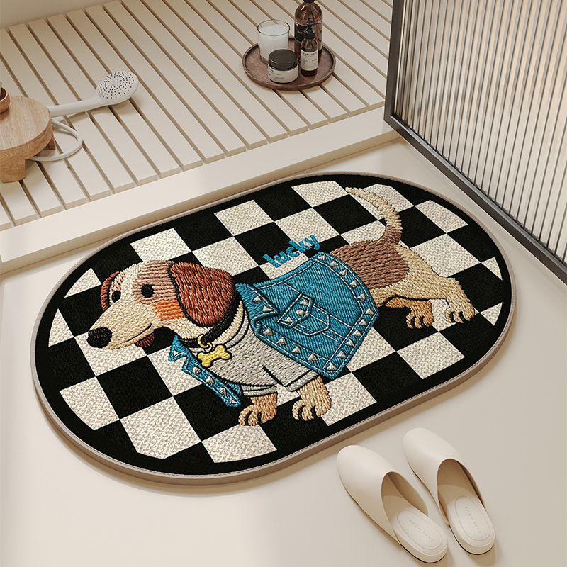 新款亚麻编织浴室地垫吸水卫生间地垫家用门口脚垫厕所软垫子地毯