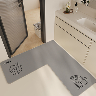 卫生间L型地垫浴室防滑强吸水厕所门口洗手间硅藻泥速干脚垫地毯