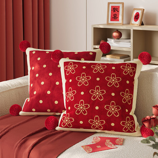 新年抱枕喜庆客厅沙发靠背垫含芯结婚红色卧室靠枕高级感飘窗靠垫
