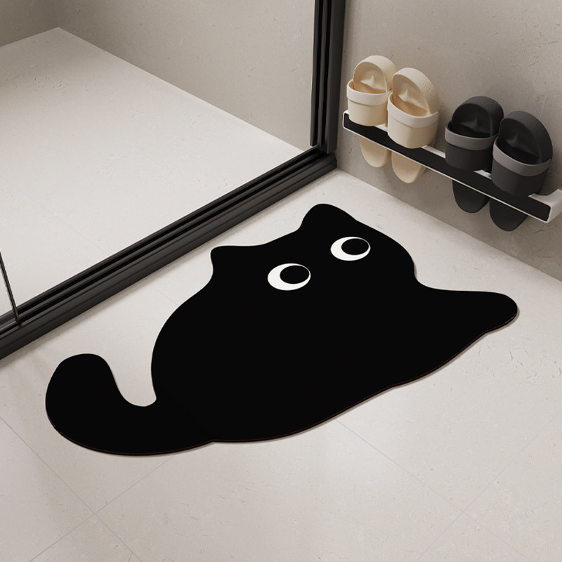 大眼黑猫卫生间浴室防滑吸水地垫进门口卫浴地毯门垫家用厕所脚垫,居家布艺,家用脚垫,淘宝优惠券,粉丝福利购,淘宝优惠卷