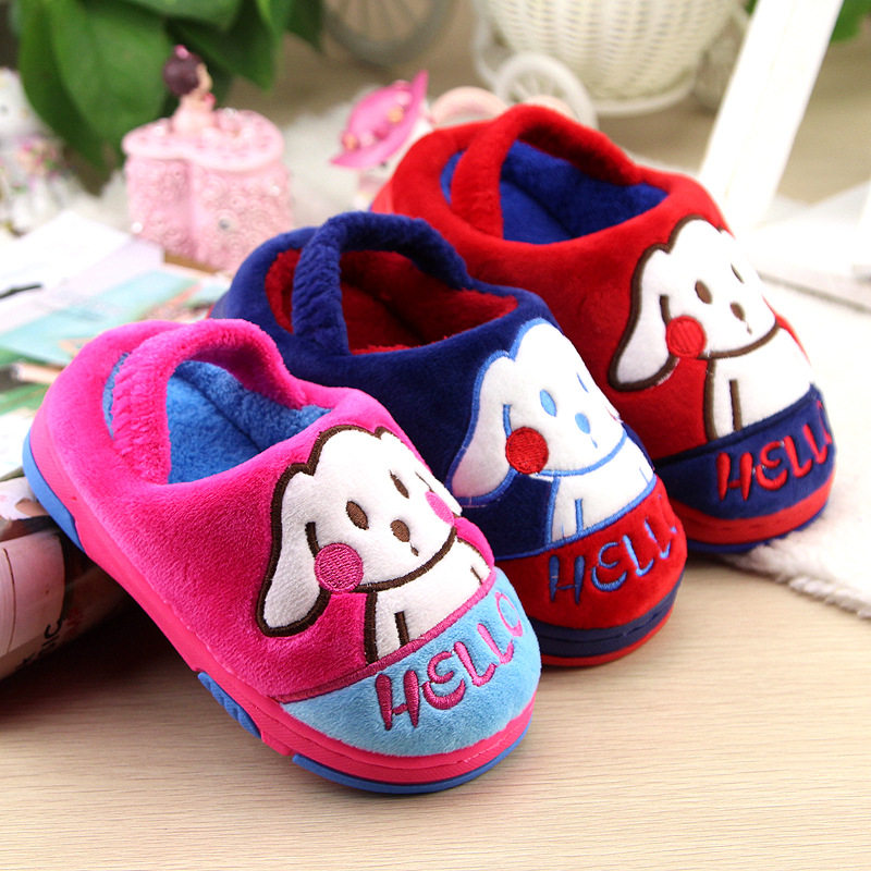 Pantoufles enfants en suède pour hiver - semelle caoutchouc - Ref 1016856 Image 3