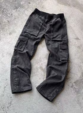 False Perception25FW 水洗黑排扣炮弹工装裤