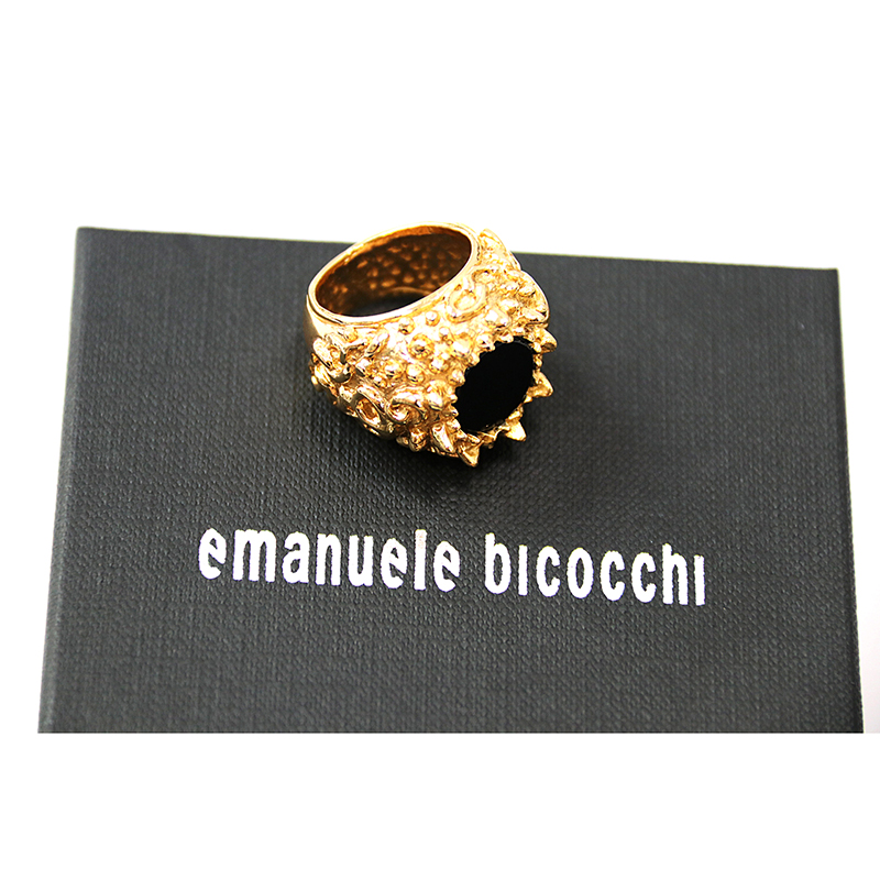 镀金纹理雕刻镶嵌玛瑙原石戒指