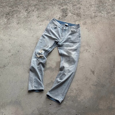 Askyurself单膝破坏水洗牛仔裤