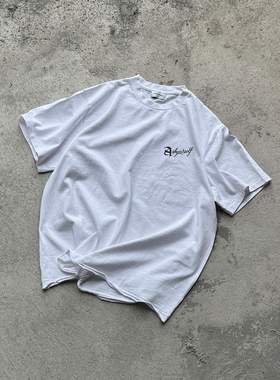 Askyurself  签字logo破坏T恤 白色