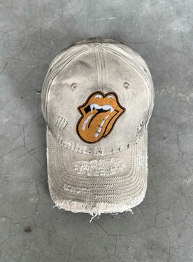 False Perception 血牙刺绣Logo 棉 鸭舌帽 做旧白