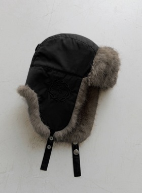 False Perception 26SS新款迷彩水洗雷锋帽银灰短狼毛