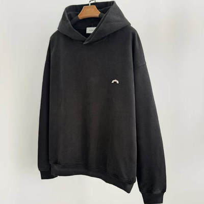 Askyurself金属卷轴水洗黑连帽卫衣