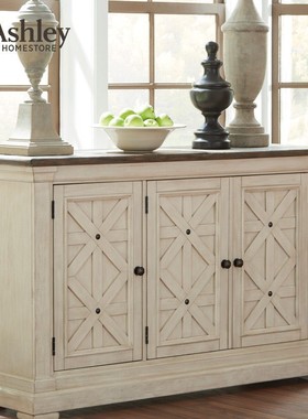 Ashley爱室丽家居 美式餐边柜复古餐厅厨房白色储物柜D647-60