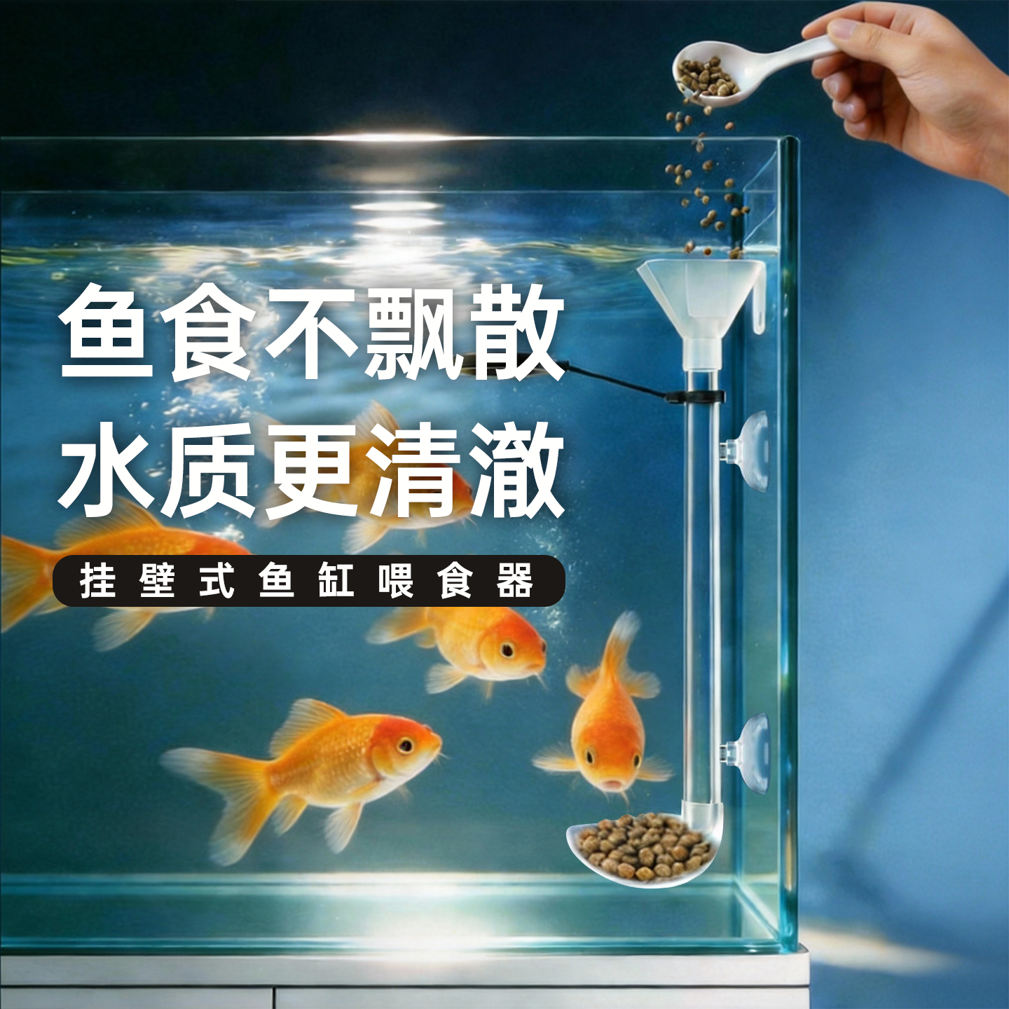 鱼缸喂食管鱼虾投食器可伸缩鱼缸喂食器漂浮投食圈防飘散喂食管芰