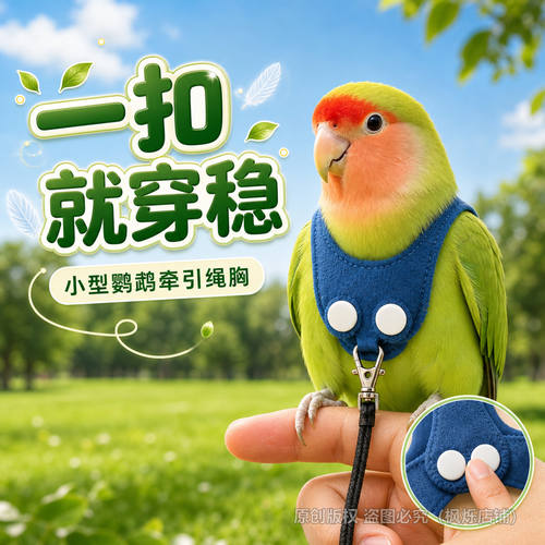 鹦鹉牵引绳胸背一体剪裁轻盈透气