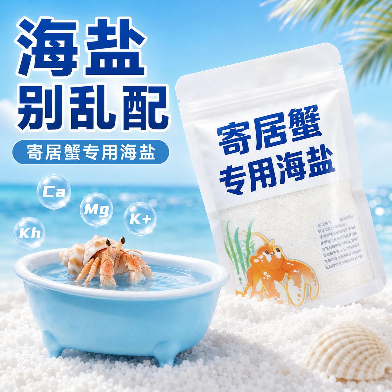 海盐寄居蟹泡澡珊瑚盐海缸盐换水海水盐沙蟹海星小包装水族专用芰
