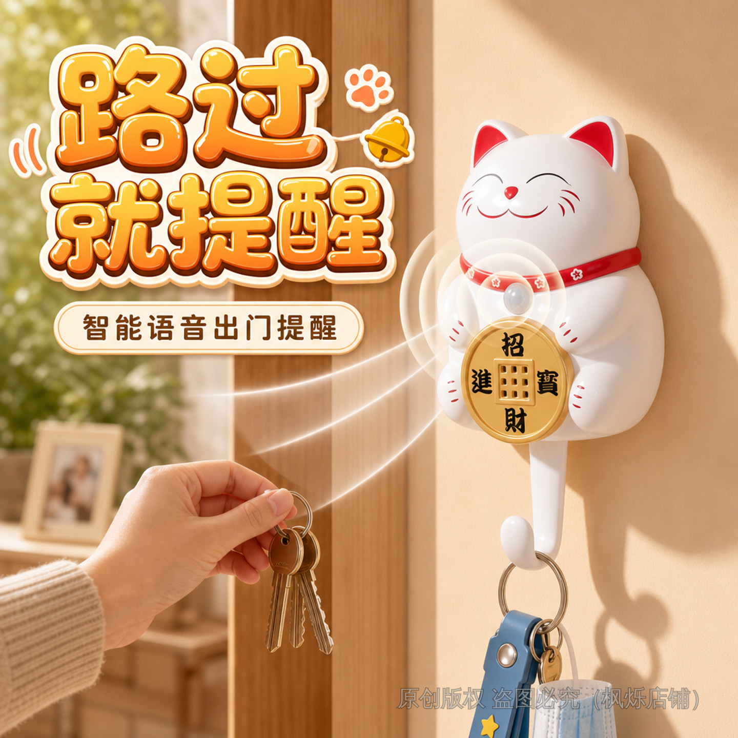 智能语音出门提醒器家用提示老人忘带钥匙关煤气自动感应提醒器芰图片