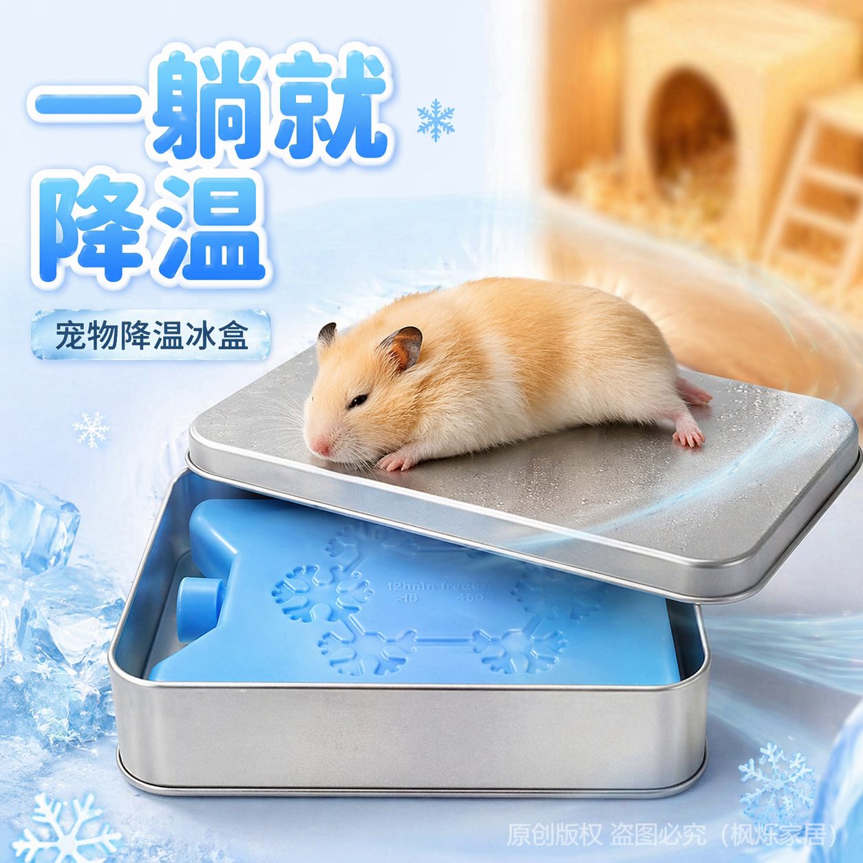 宠物龙猫降温冰盒冰窝冰床不锈钢仓鼠金丝熊荷兰猪豚鼠散热板芰