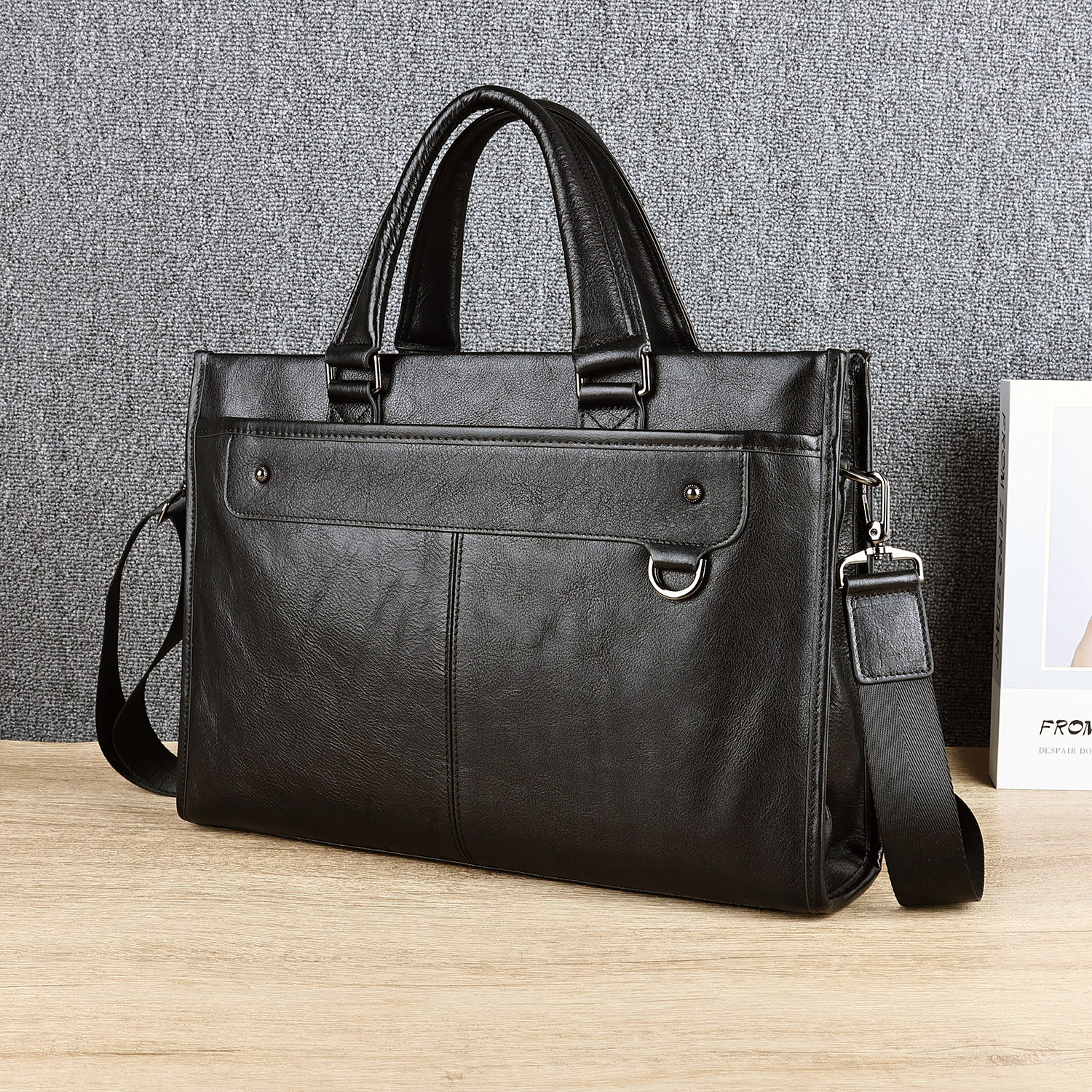 BALIDIYA真皮男士商务手提包头层牛皮大容量公文包高端单肩斜挎包