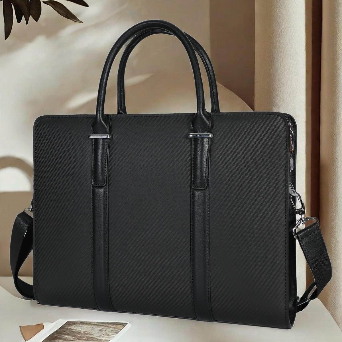 BALIDIYA真皮男公文包公务员手提包横款高级感头层牛皮商务电脑包