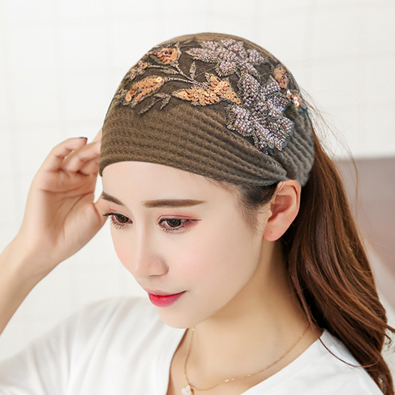 秋冬宽边发带女遮白发神器头巾