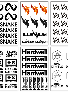 2023风暴电音节 硬好Hardwell  蛇叔DJ Snake 纹身贴脸贴包邮