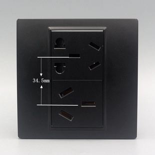 中性黑色86型空调洗衣机三眼16A双三孔电源热水器插座开关面板