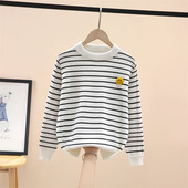 潮 中大童洋气男孩条纹打底衫 男童毛衣2025春秋薄款 儿童纯棉针织衫