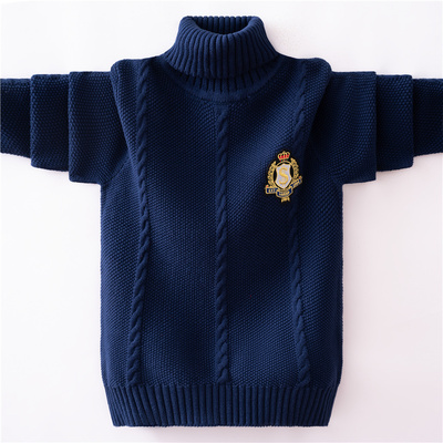 秋冬男童毛衣纯棉针织高领打底衫