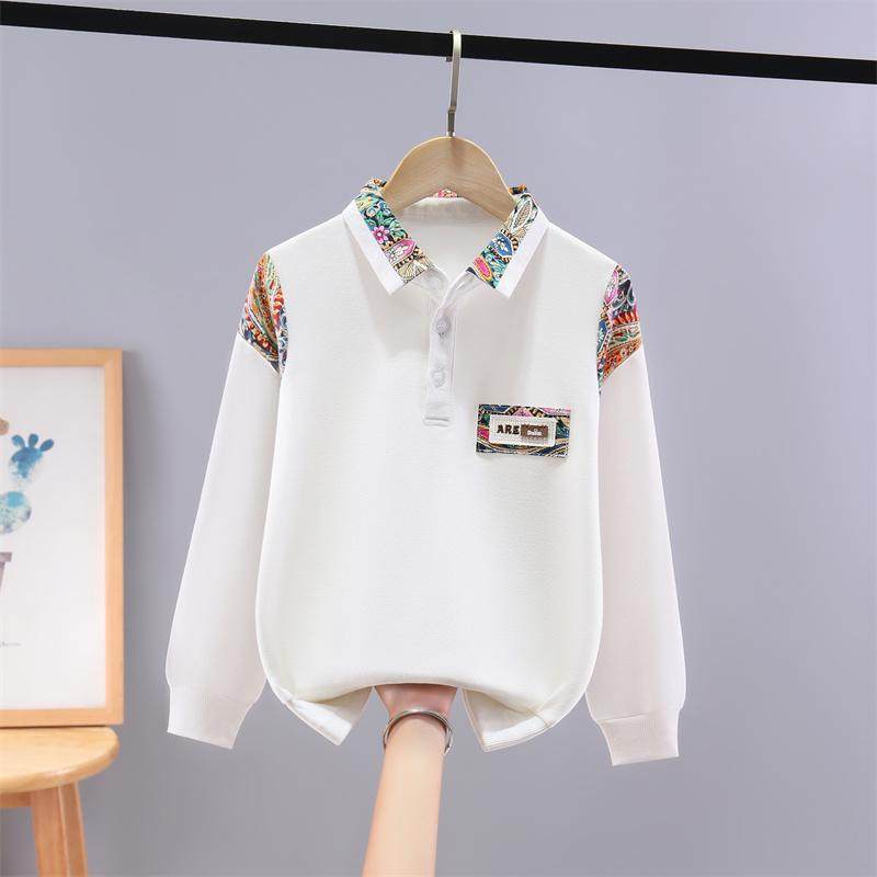 男童T恤长袖卫衣春秋薄款Polo衫中大童男孩秋冬加厚一体绒打底衫