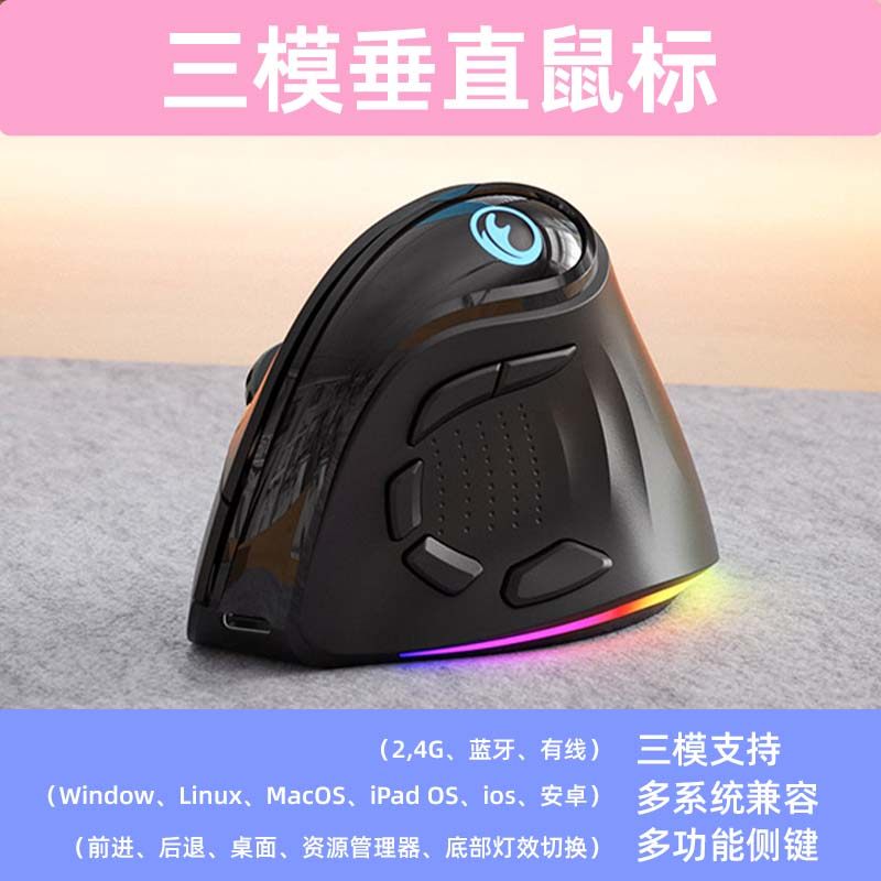 IFYOO 人体工学垂直握式直立式鼠标家用办公三模无线蓝牙/2.4G