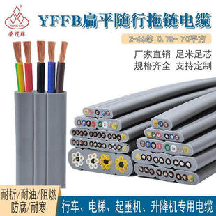 扁平电梯随行电缆线YFFB2-66芯空调扁线电动伸缩门高柔拖链电源线