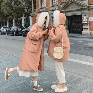 棉服oversize女潮冬中长款韩版宽松棉袄ins港风原宿学生森系棉衣