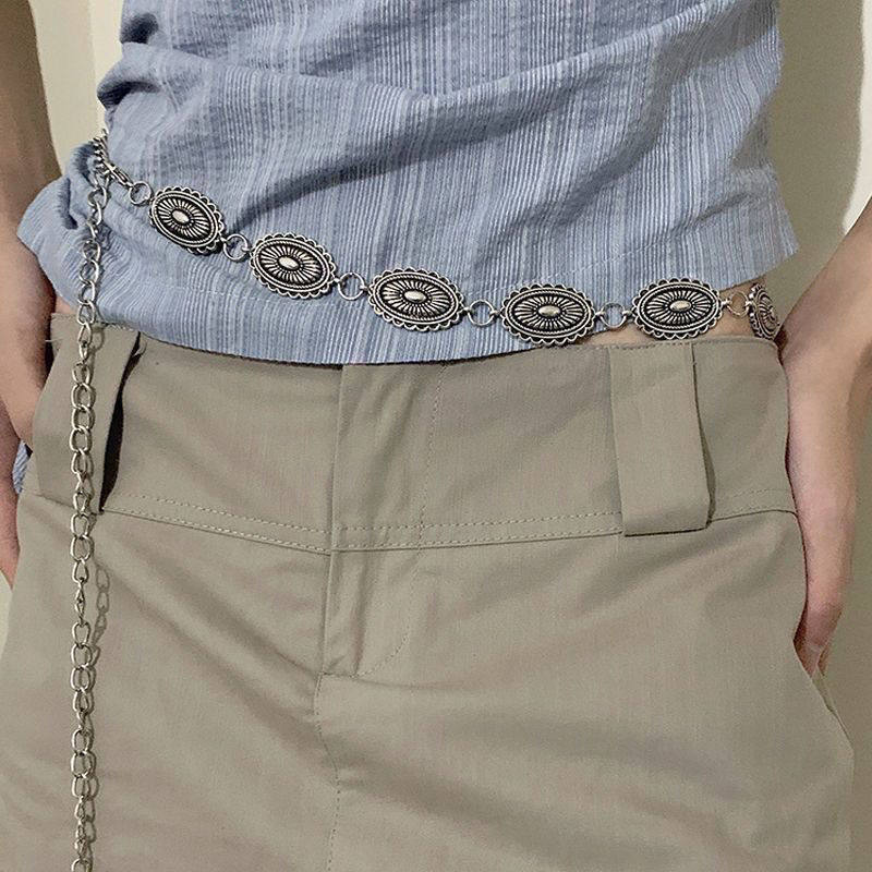 Bohemian Retro Silver Metal Butterfly Waist Chain for Women, Niche High-End Belt Accessories, Ethnic Style with Skirt