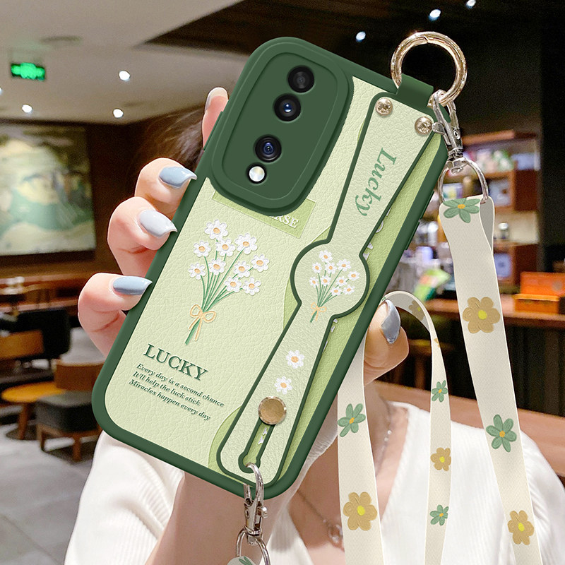 适用荣耀70手机壳新款honor简约60华为nova11保护套防摔50浮雕PLAY6T腕带斜挎畅玩30背带pro挂绳se格子花朵属于什么档次？