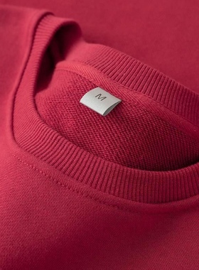 370g酒红色圆领卫衣女鲜红色枣红色暗红色线圈情侣长袖上衣男秋