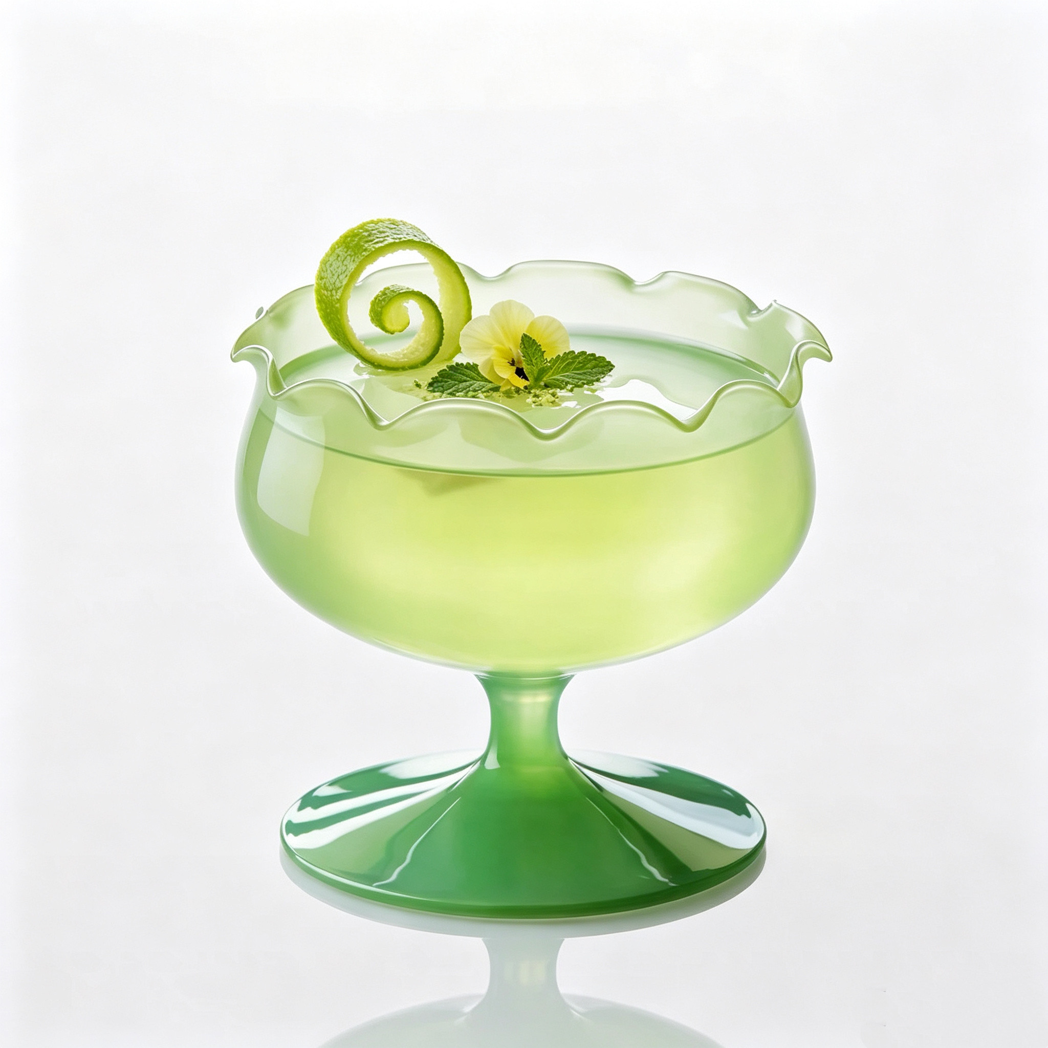 创意花瓣玻璃甜品杯玉色鸡尾酒杯