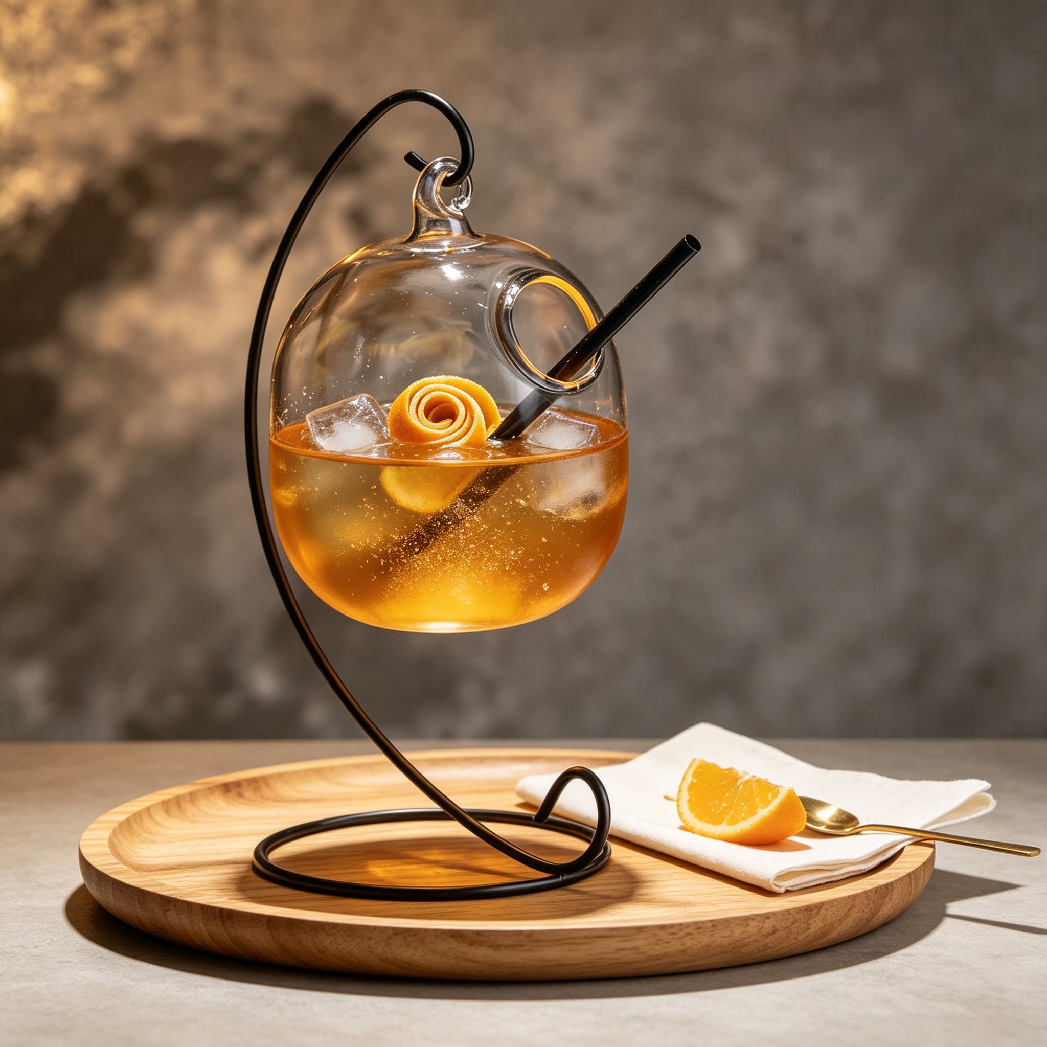 悬挂式架子玻璃鸡尾酒杯创意调酒图片