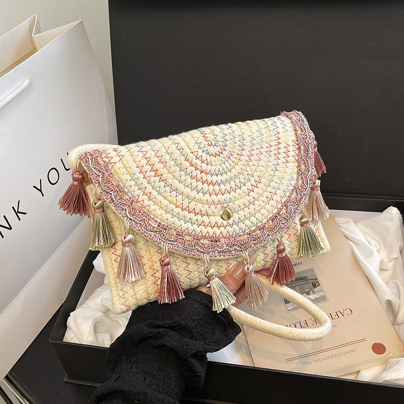 新款波西米亚风草编夏季编织流苏单肩包个性信封包通用款女包全新,箱包皮具/热销女包/男包,通用款女包,淘宝优惠券,粉丝福利购,淘宝优惠卷