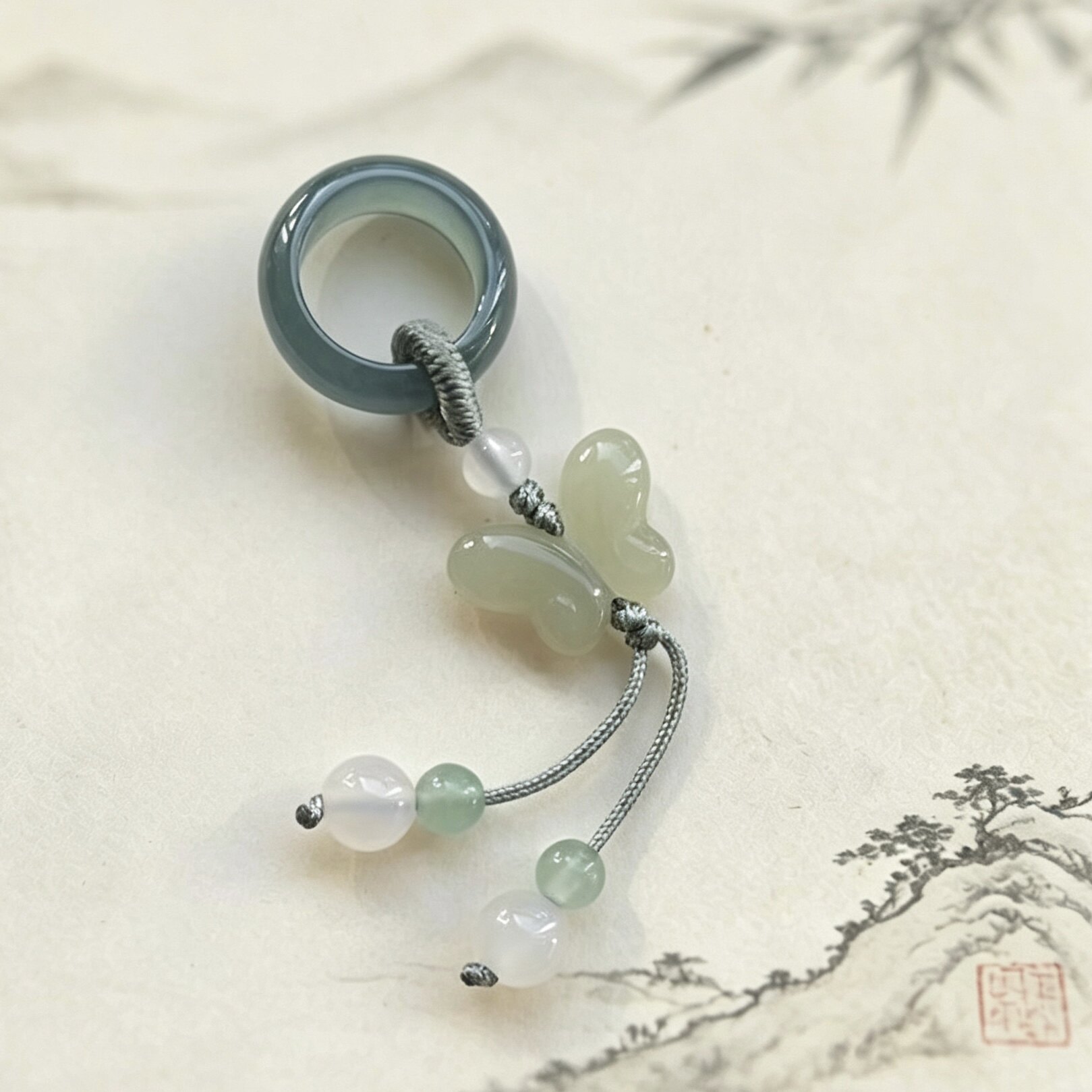 天然翡翠和田玉蝴蝶吊坠手串配件