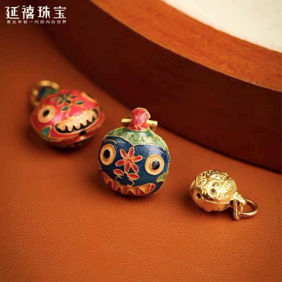 3d硬金古法沙金珐琅吞金兽吊坠财星福星越南金小滴溜情侣项链挂件