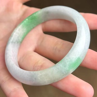 飘绿翡翠手镯 饰品礼品精品珠宝收藏品 古玩古董天然翡翠手镯