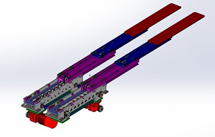 自动货叉(自动伸缩货叉，堆垛机货叉)3D建模图纸 solidworks设计