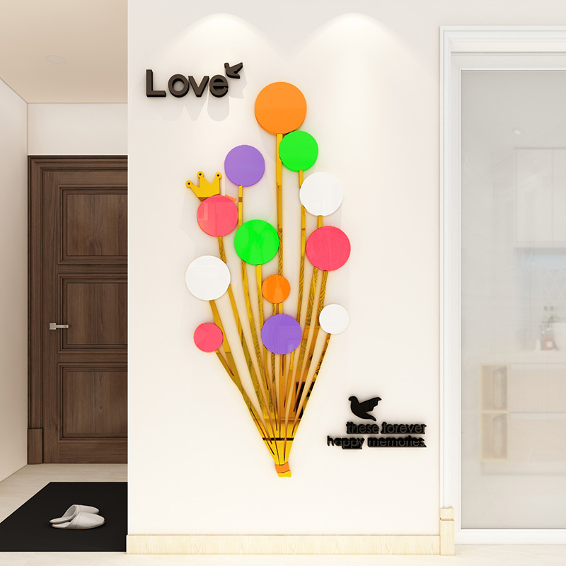 LOVE气球创意轻奢贴纸自粘镜面亚克力3d立体墙贴婚房卧室床头装饰