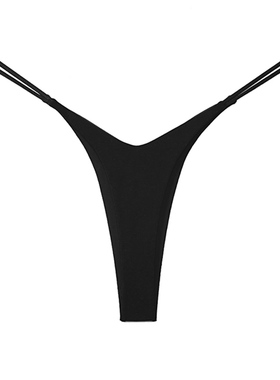 cinoon欧美风低腰性感高开叉细带时尚纯色无痕火辣女士t裤